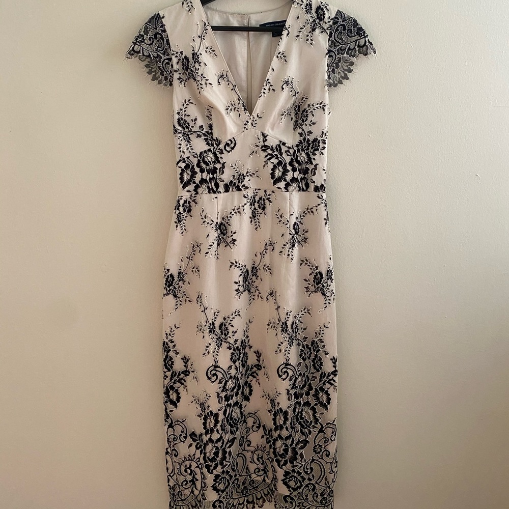French connection white and black lace dress